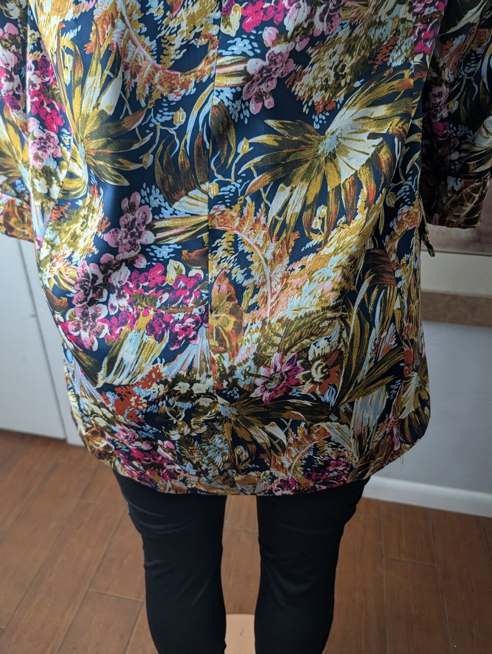 ZARA Floral Print Tropical Botanical Open Blazer Size S - Picture 7 of 9